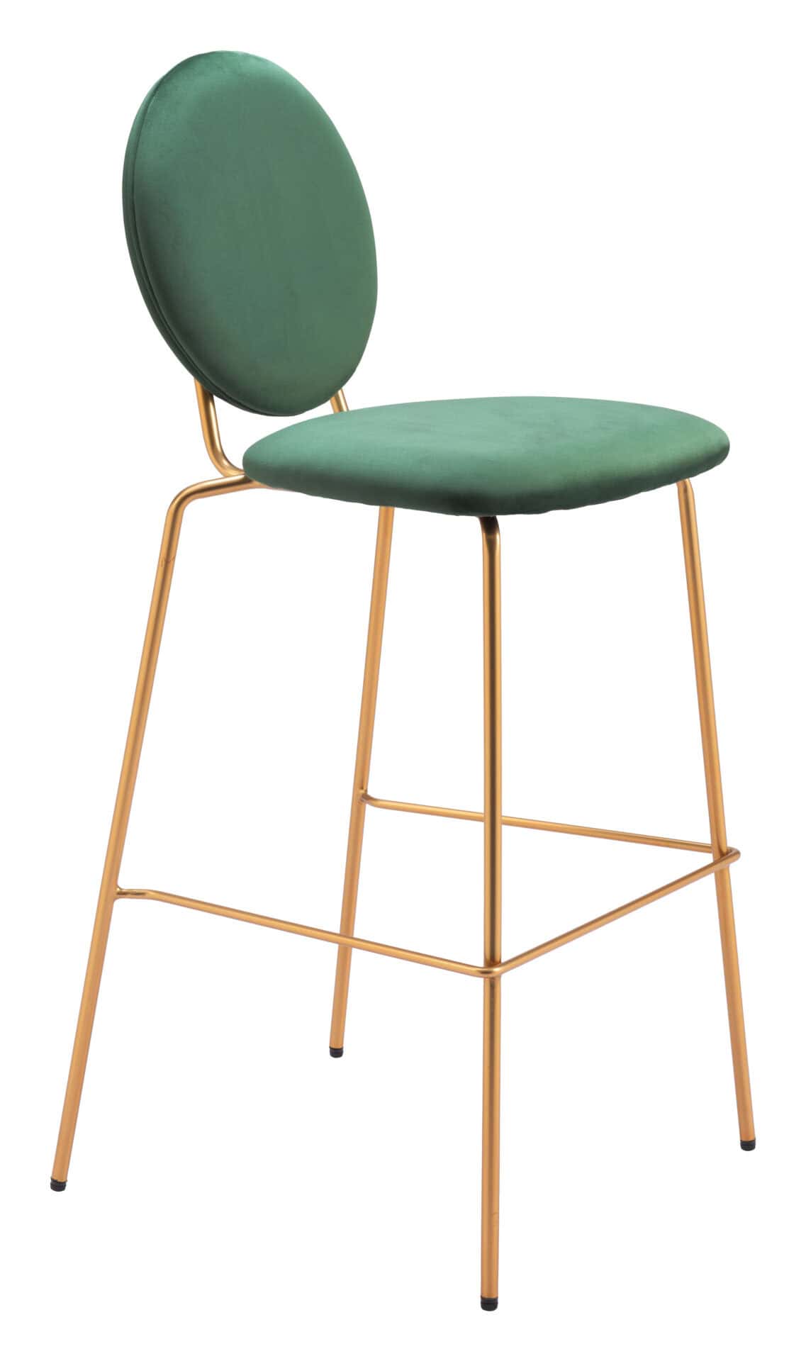 Green Velvet Bar Stools with Gold Frame (Set of 2) 8 Green Velvet Bar Stools with Gold Frame (Set of 2) - Image 8
