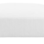 Large White Ottoman with Velveteen Corduroy Fabric and Wood Legs 13 Large White Ottoman with Velveteen Corduroy Fabric and Wood Legs