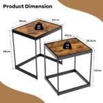 Rustic Brown Nesting End Tables with Metal Legs for Living Room (Set of 2) 12 Rustic Brown Nesting End Tables with Metal Legs for Living Room (Set of 2)