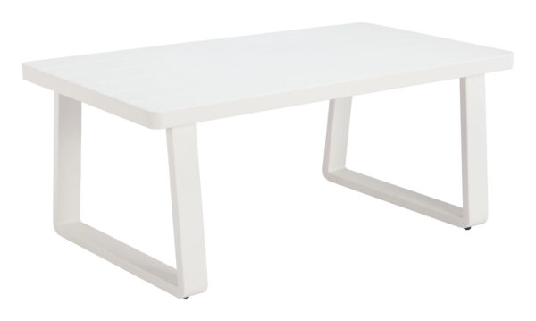 Modern White Aluminum Outdoor Coffee Table, Weather Resistant Design