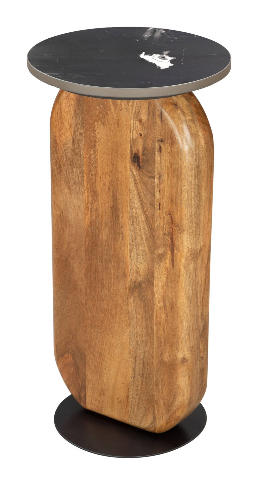 Marble Top Drink Table with Mango Wood Legs - Multicolor 4 Marble Top Drink Table with Mango Wood Legs - Multicolor - Image 4