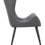 Vintage Gray Faux Leather Dining Chairs with Steel Base (Set of 2)
