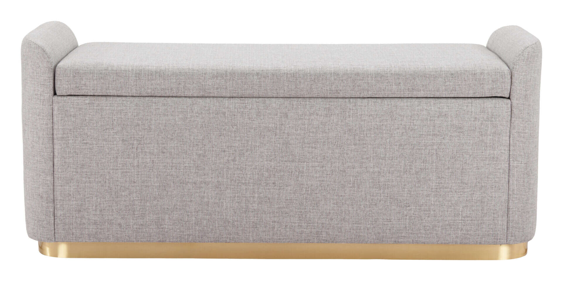 Gray Upholstered Storage Bench with Steel Legs and Hidden Compartment 3 Gray Upholstered Storage Bench with Steel Legs and Hidden Compartment - Image 3