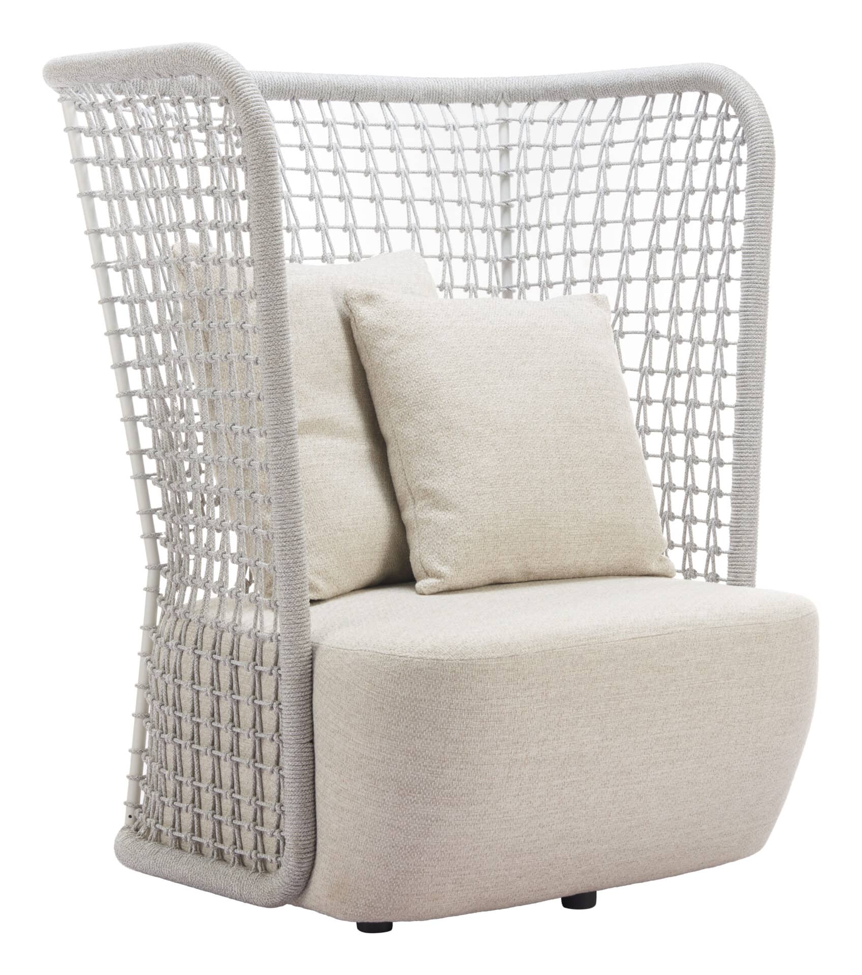 Beige Accent Chair with High Back and Outdoor Fabric 1 Beige Accent Chair with High Back and Outdoor Fabric