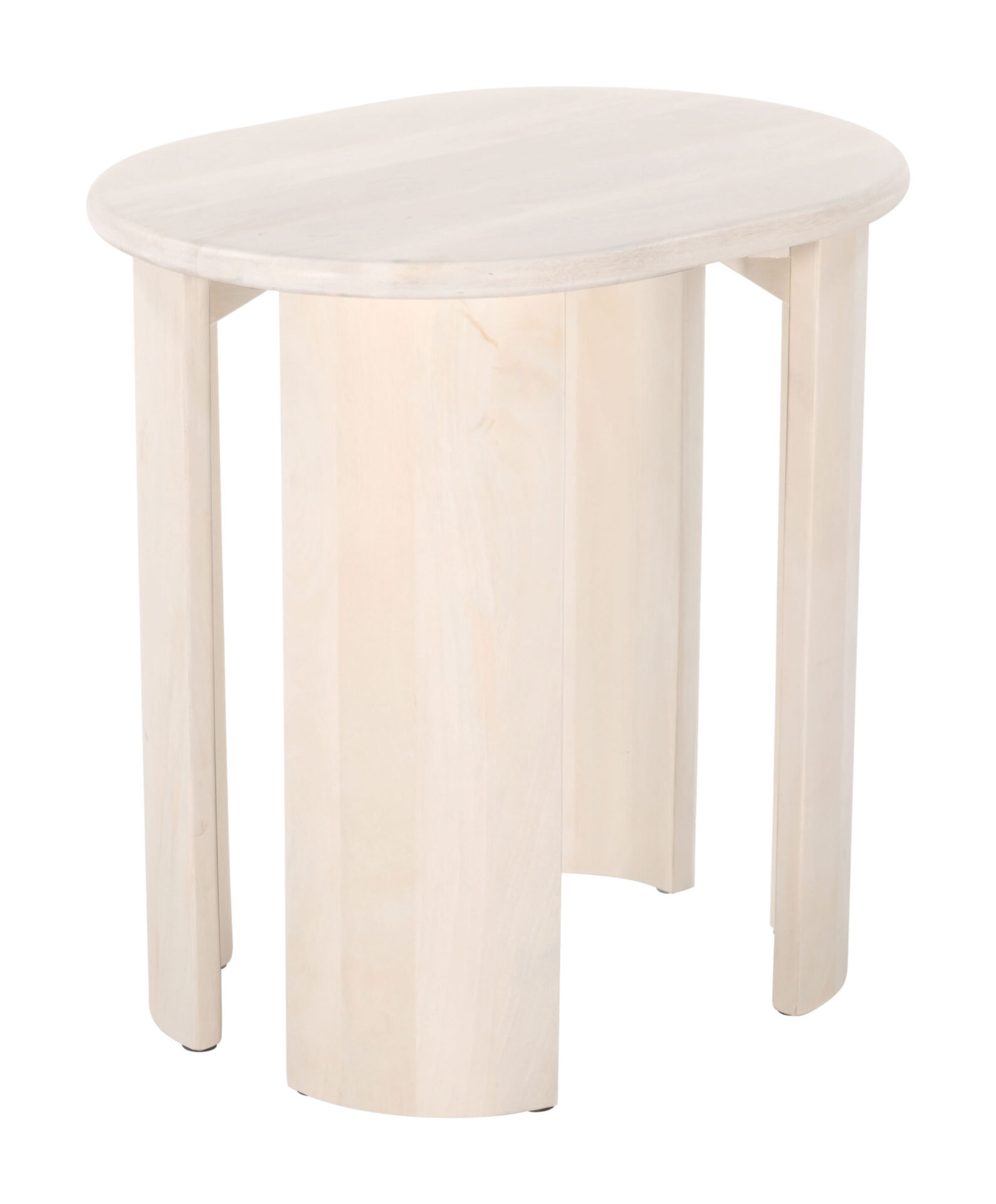 Natural White-Washed Acacia Wood Oval End Table with Durable Design 2 Natural White-Washed Acacia Wood Oval End Table with Durable Design - Image 2