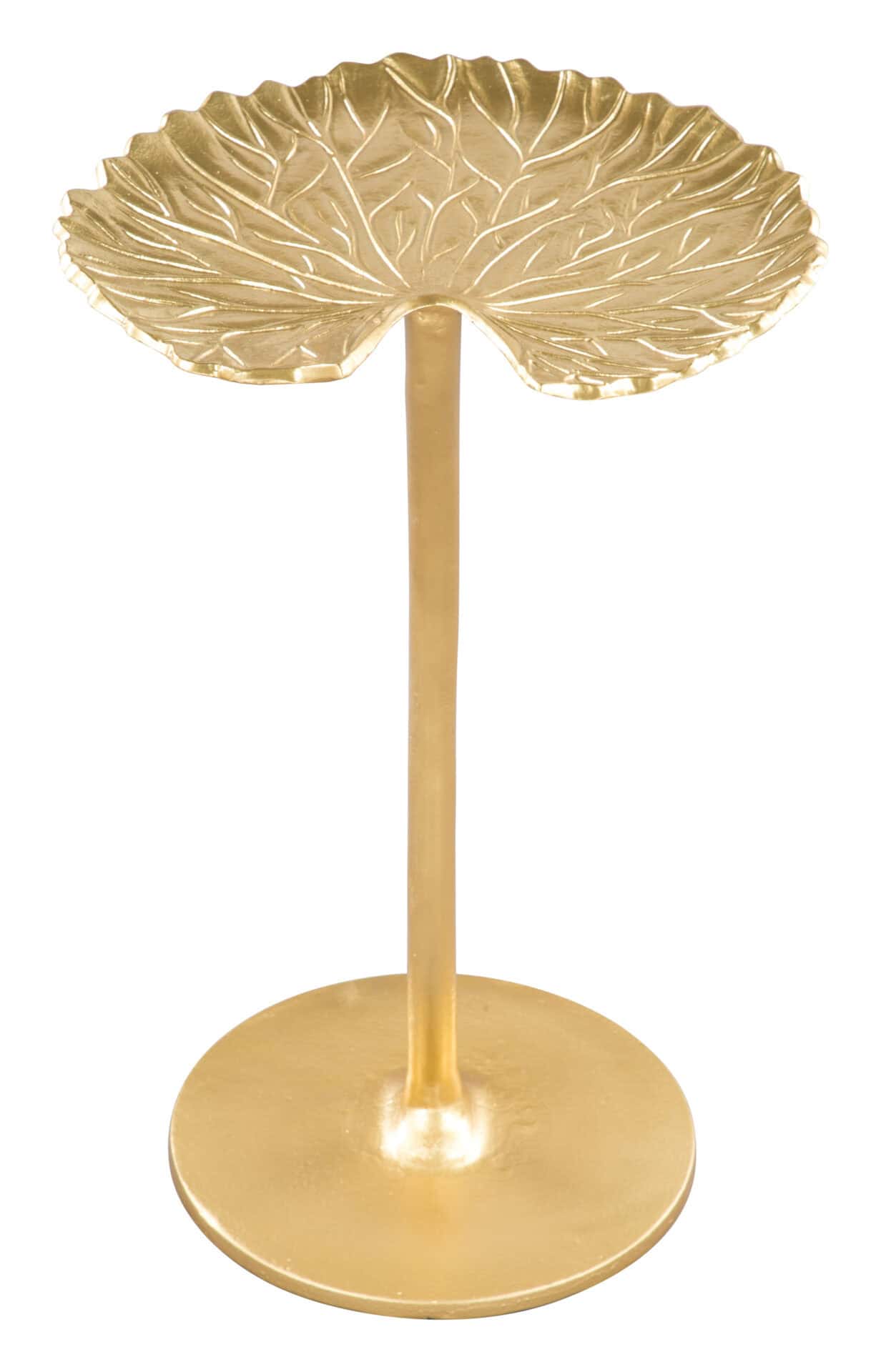 Gold Flower-Inspired Side Table with Curved Base and Textured Top 6 Gold Flower-Inspired Side Table with Curved Base and Textured Top - Image 6