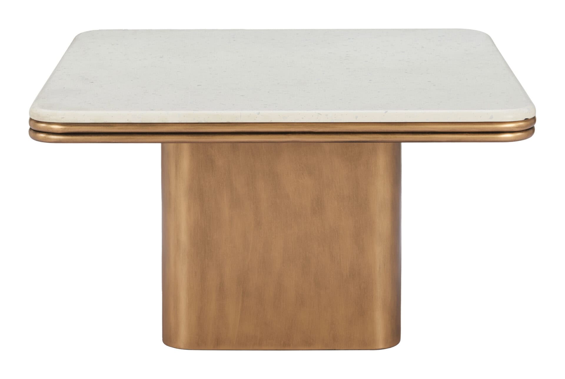 White and Brass Coffee Table with Faux Terrazzo Top 3 White and Brass Coffee Table with Faux Terrazzo Top - Image 3