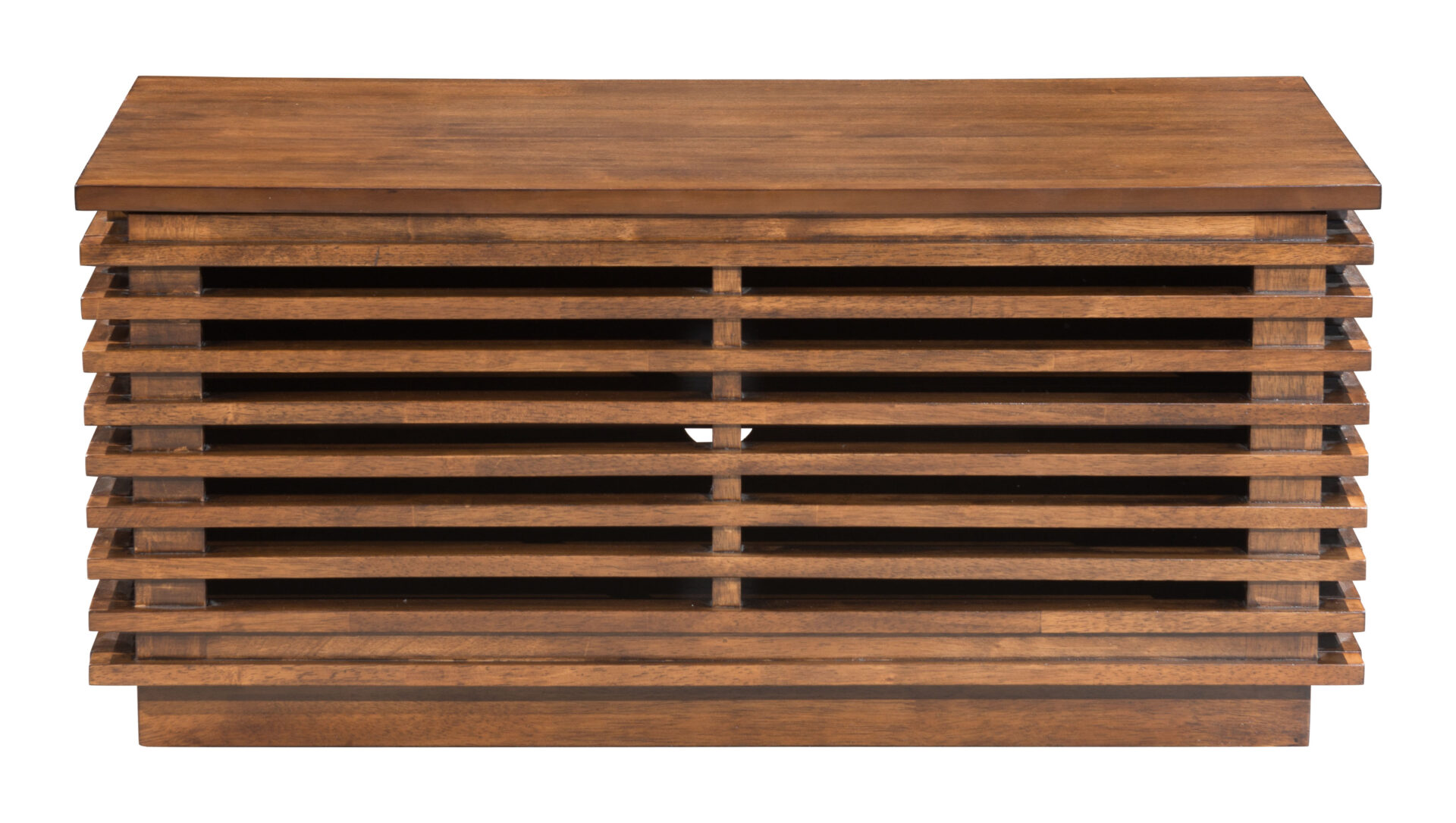 Narrow Modern Walnut TV Stand with Adjustable Shelf and Cable Holes 4 Narrow Modern Walnut TV Stand with Adjustable Shelf and Cable Holes - Image 4