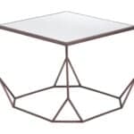 Bronze Glam Square Coffee Table Set with Rubber Feet Protection (Set of 2)