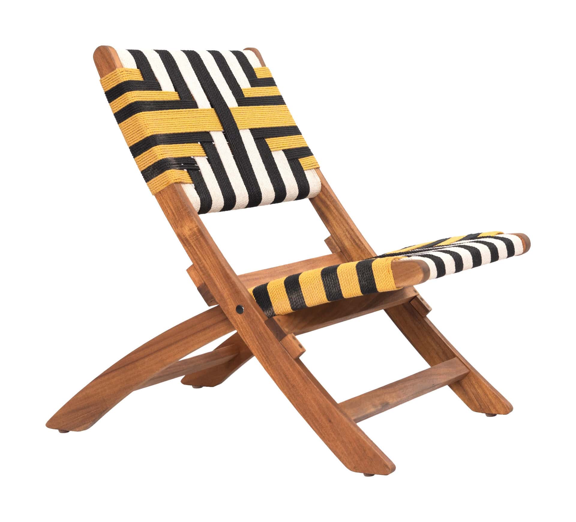 Multicolor Acacia Wood Outdoor Lounge Chair With Weather-Resistant Weave 8 Multicolor Acacia Wood Outdoor Lounge Chair With Weather-Resistant Weave - Image 8
