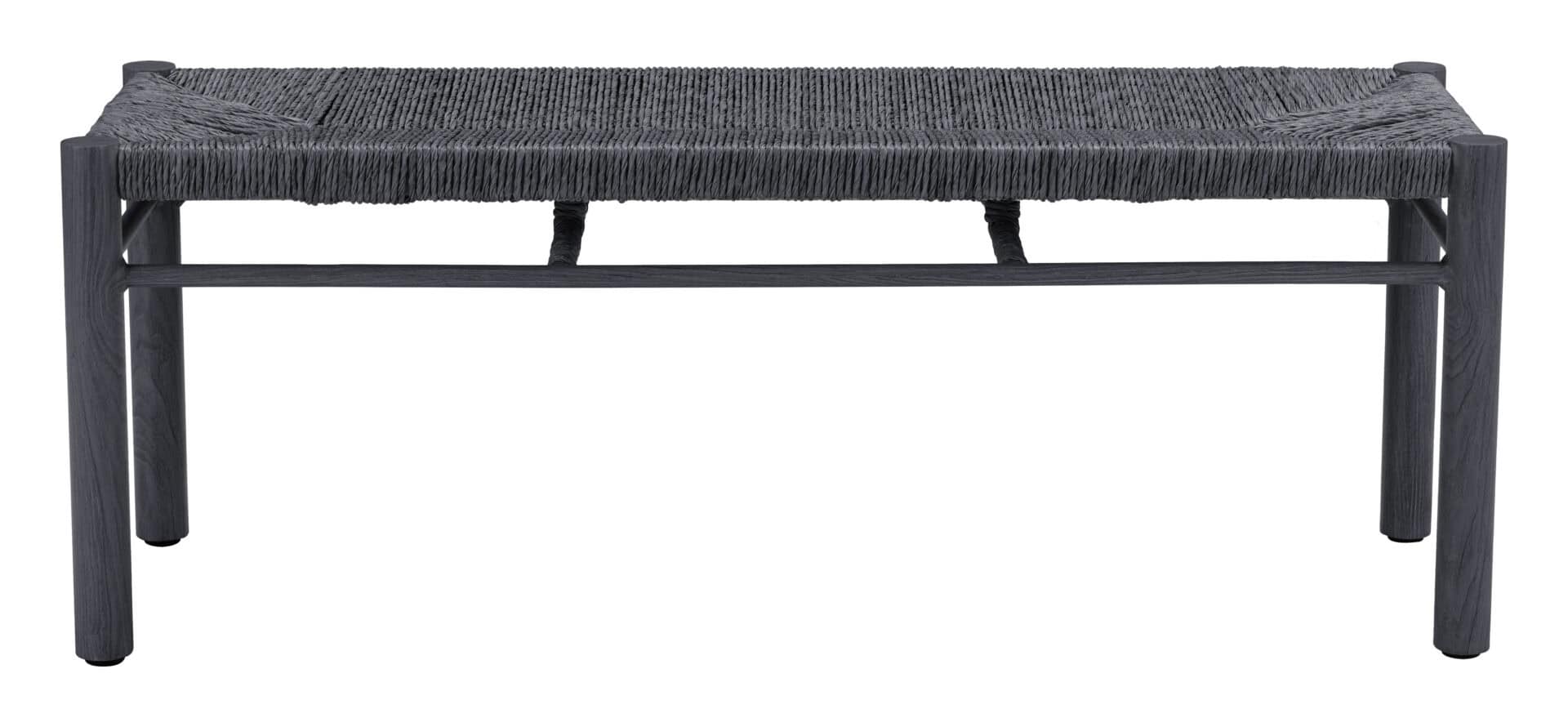 Modern Black Aluminum Bench with Faux Wood Frame 3 Modern Black Aluminum Bench with Faux Wood Frame - Image 3