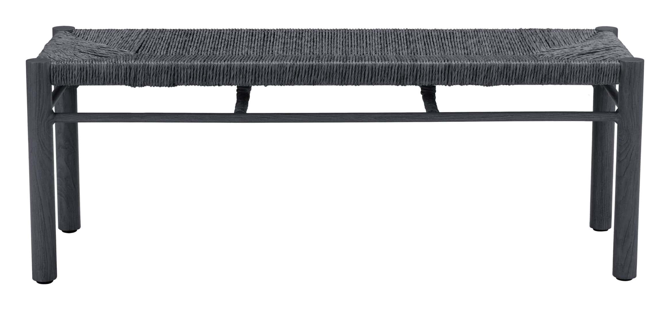 Modern Black Aluminum Bench with Faux Wood Frame 9 Modern Black Aluminum Bench with Faux Wood Frame