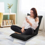 Adjustable Six-Position Folding Floor Chair with Cushion Comfort