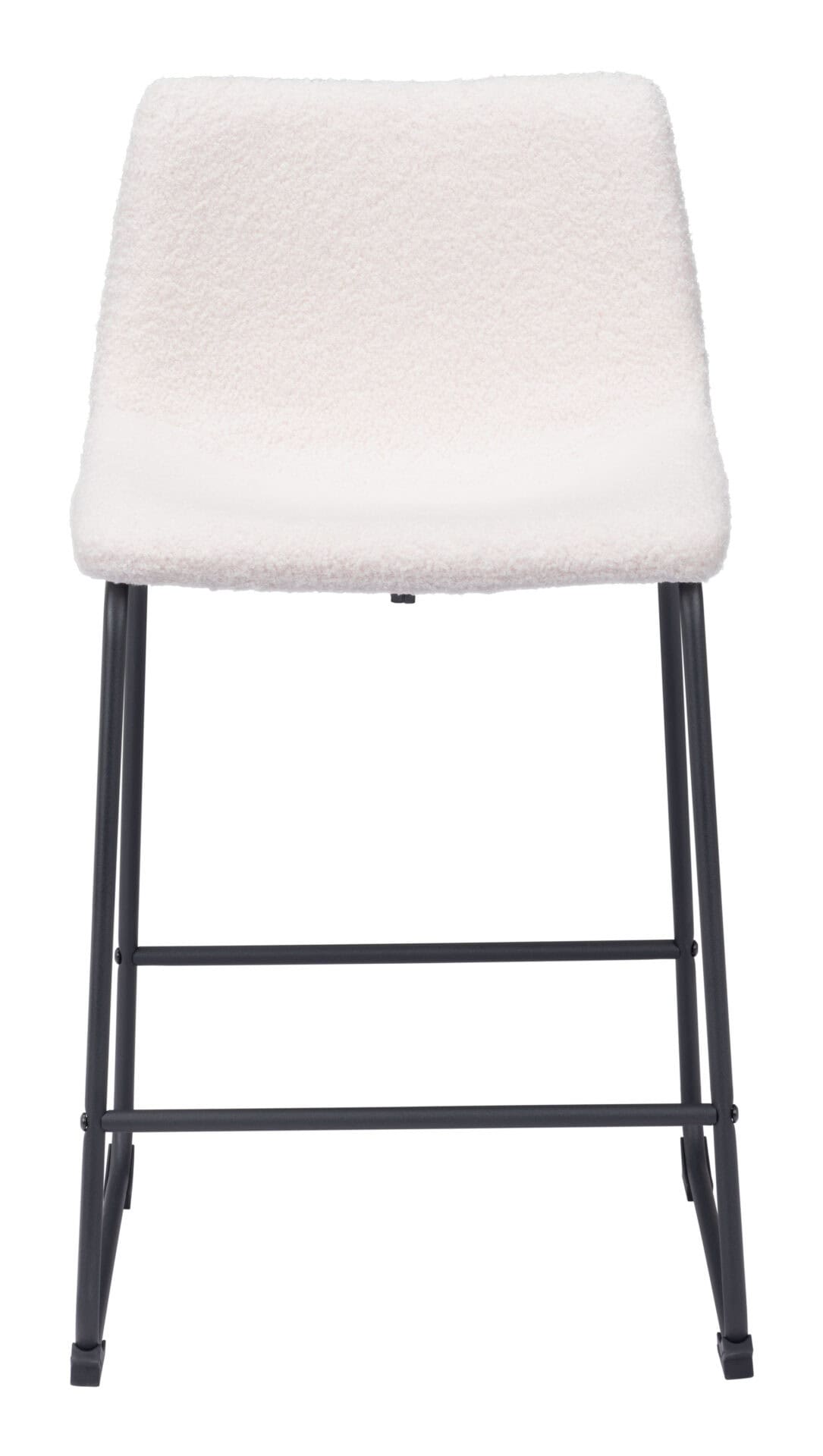 Ivory Shearling Style Counter Stools with Matte Black Frame (Set of 2) 4 Ivory Shearling Style Counter Stools with Matte Black Frame (Set of 2) - Image 4