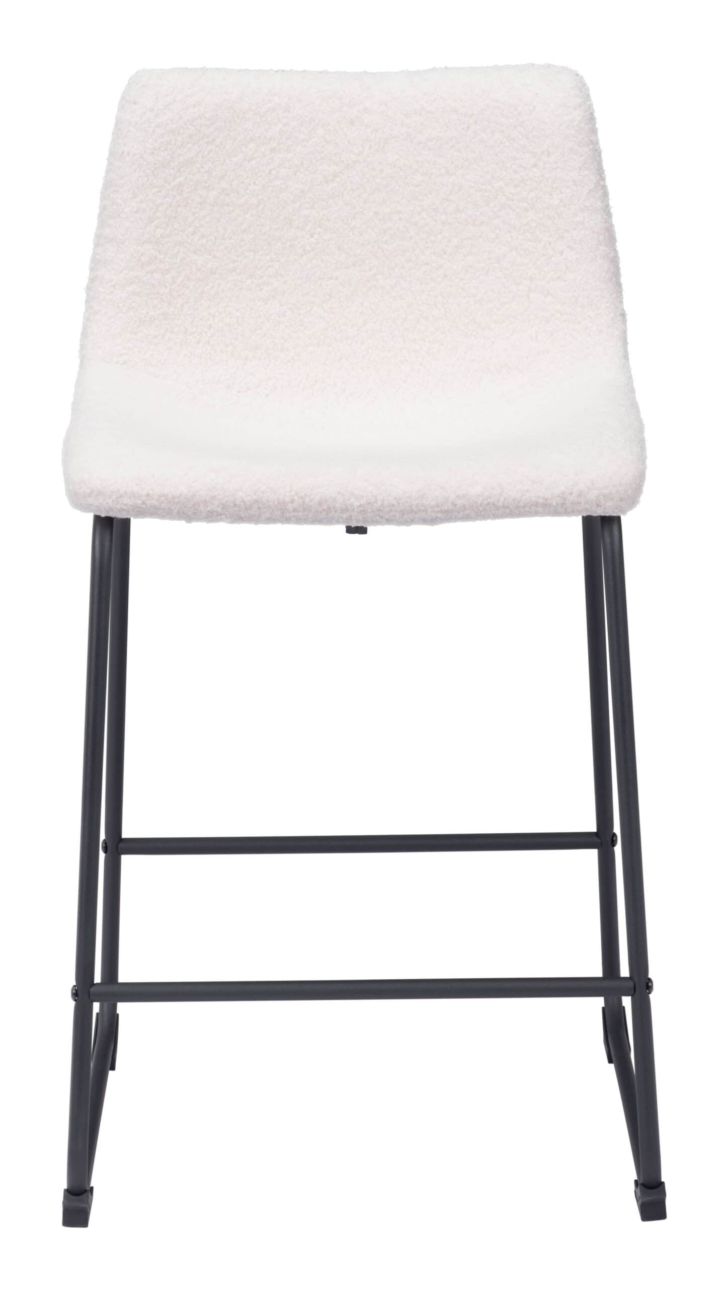 Ivory Shearling Style Counter Stools with Matte Black Frame (Set of 2) 11 Ivory Shearling Style Counter Stools with Matte Black Frame (Set of 2)