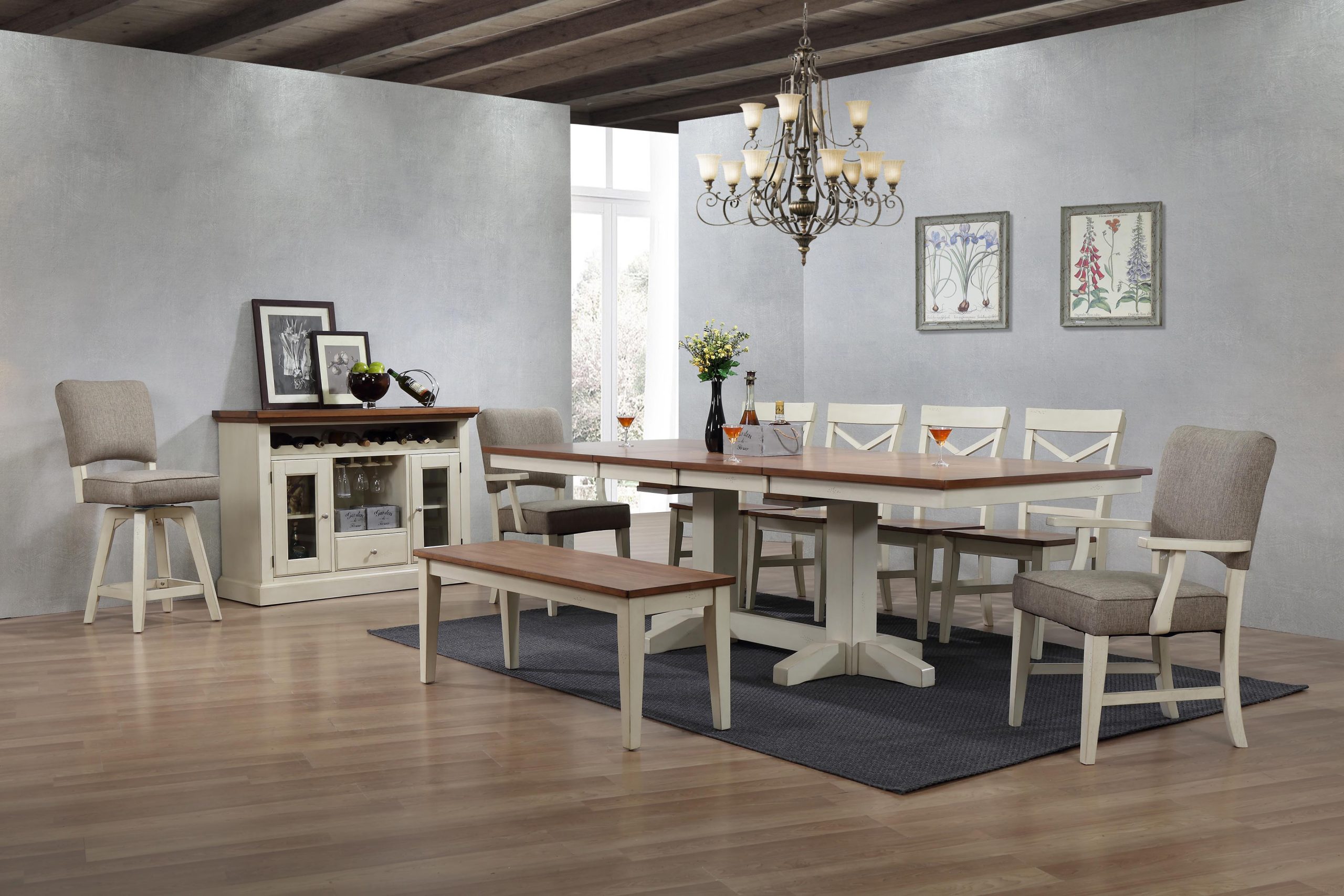 choices antique white dining server