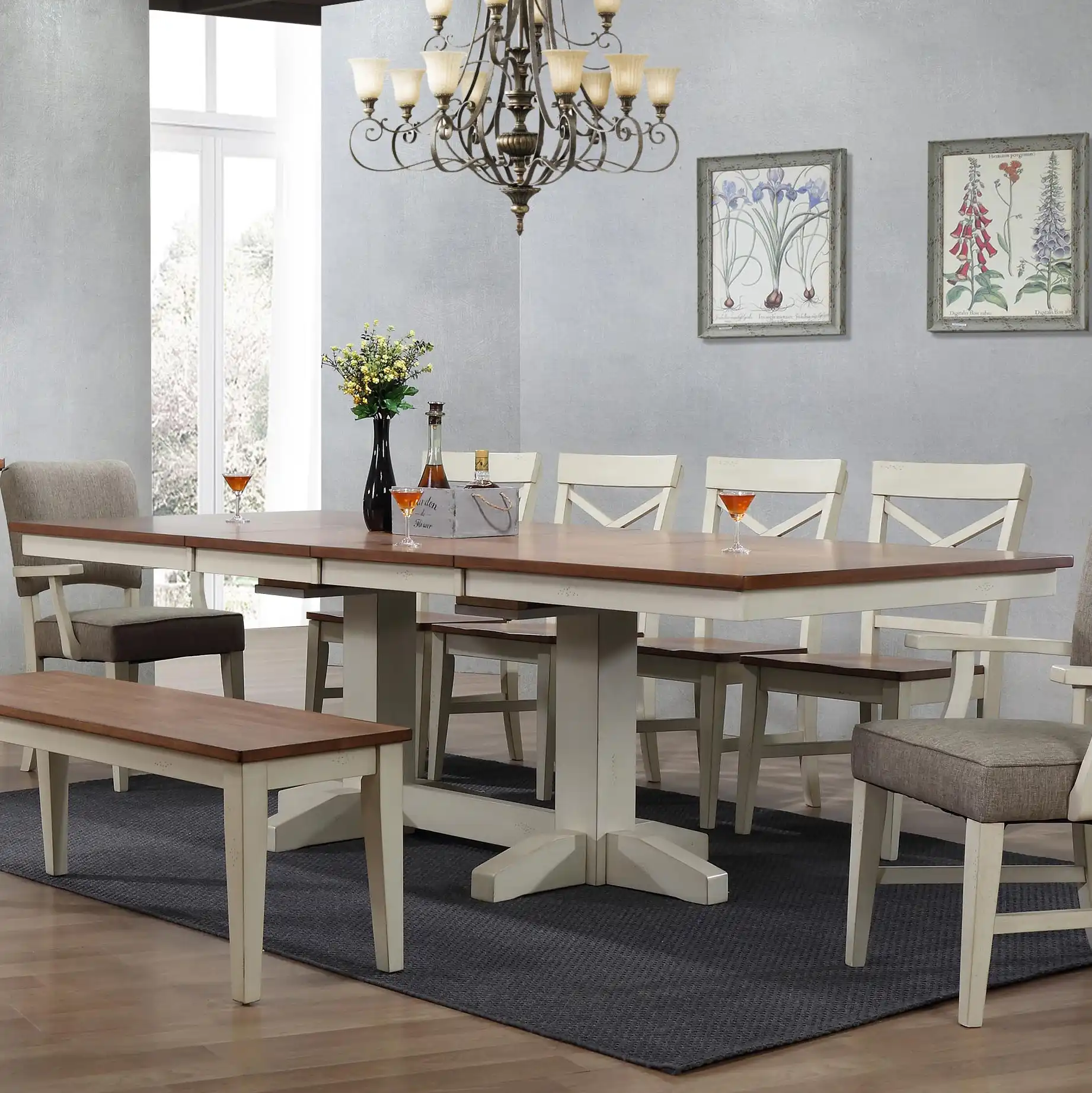choices antique white trestle dining table