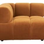 Brown Velvet Tufted Corner Chair with Plywood Frame and Armrests 12 Brown Velvet Tufted Corner Chair with Plywood Frame and Armrests