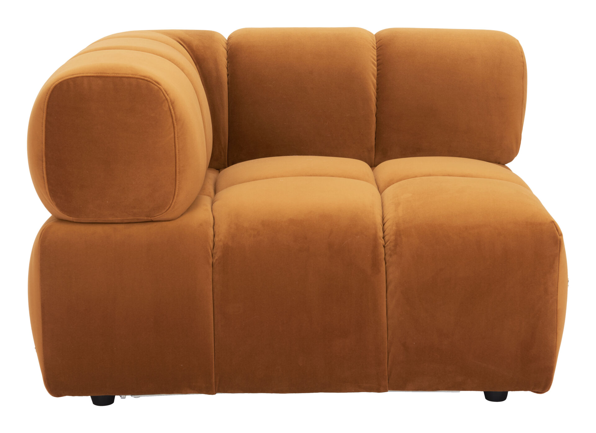 Brown Velvet Tufted Corner Chair with Plywood Frame and Armrests 5 Brown Velvet Tufted Corner Chair with Plywood Frame and Armrests - Image 5