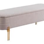 Oatmeal Beige Storage Bench with Hidden Compartment and Steel Legs 11 Oatmeal Beige Storage Bench with Hidden Compartment and Steel Legs