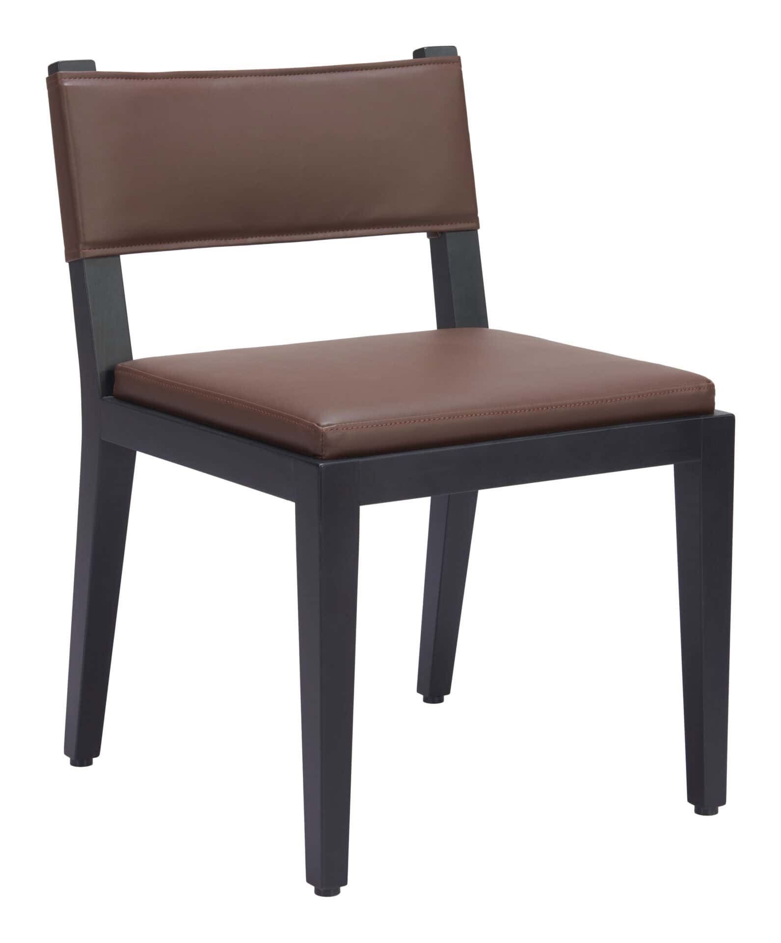 Brown Faux Leather Dining Chair with Wood Frame (Set of 2) 1 Brown Faux Leather Dining Chair with Wood Frame (Set of 2)