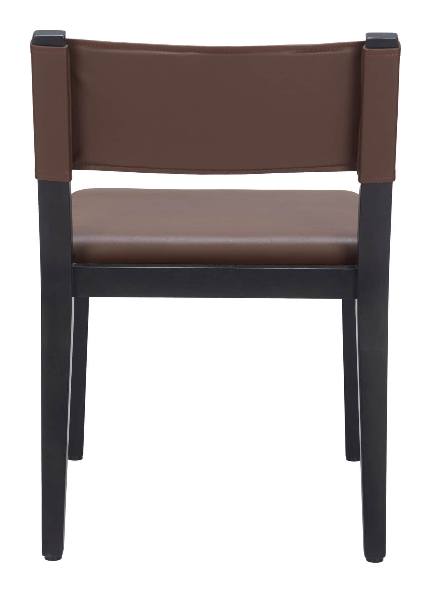 Brown Faux Leather Dining Chair with Wood Frame (Set of 2) 4 Brown Faux Leather Dining Chair with Wood Frame (Set of 2) - Image 4