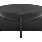 Black Mango Wood Coffee Table with Round Top and Rubber Feet 11 Black Mango Wood Coffee Table with Round Top and Rubber Feet