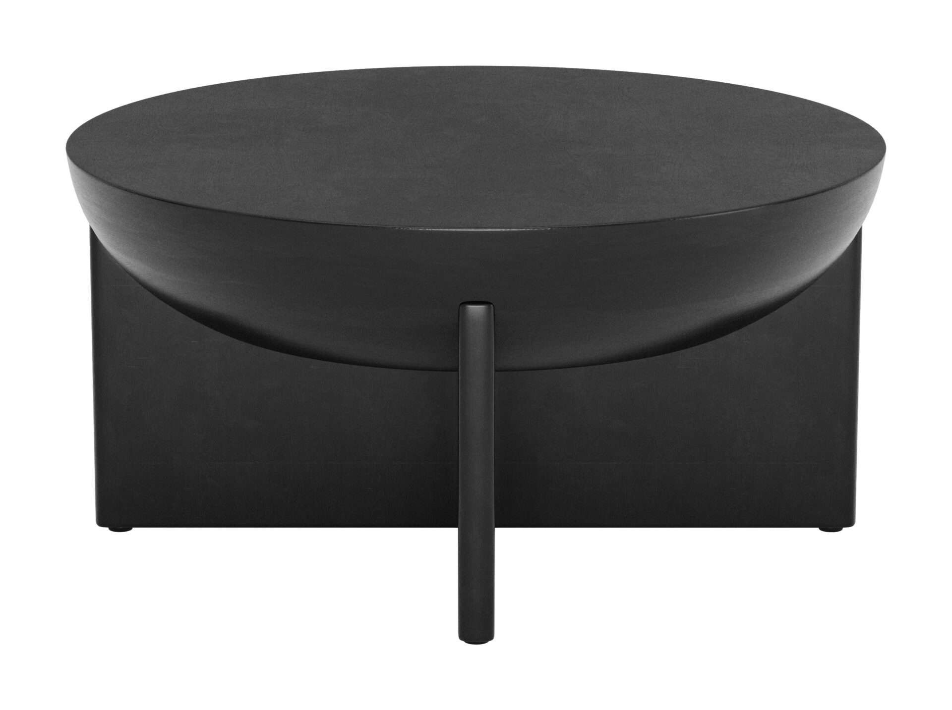 Black Mango Wood Coffee Table with Round Top and Rubber Feet 4 Black Mango Wood Coffee Table with Round Top and Rubber Feet - Image 4