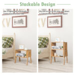 Stackable Bamboo Side Tables with Storage Shelf Compact Design (Set of 2) 9 Stackable Bamboo Side Tables with Storage Shelf Compact Design (Set of 2)