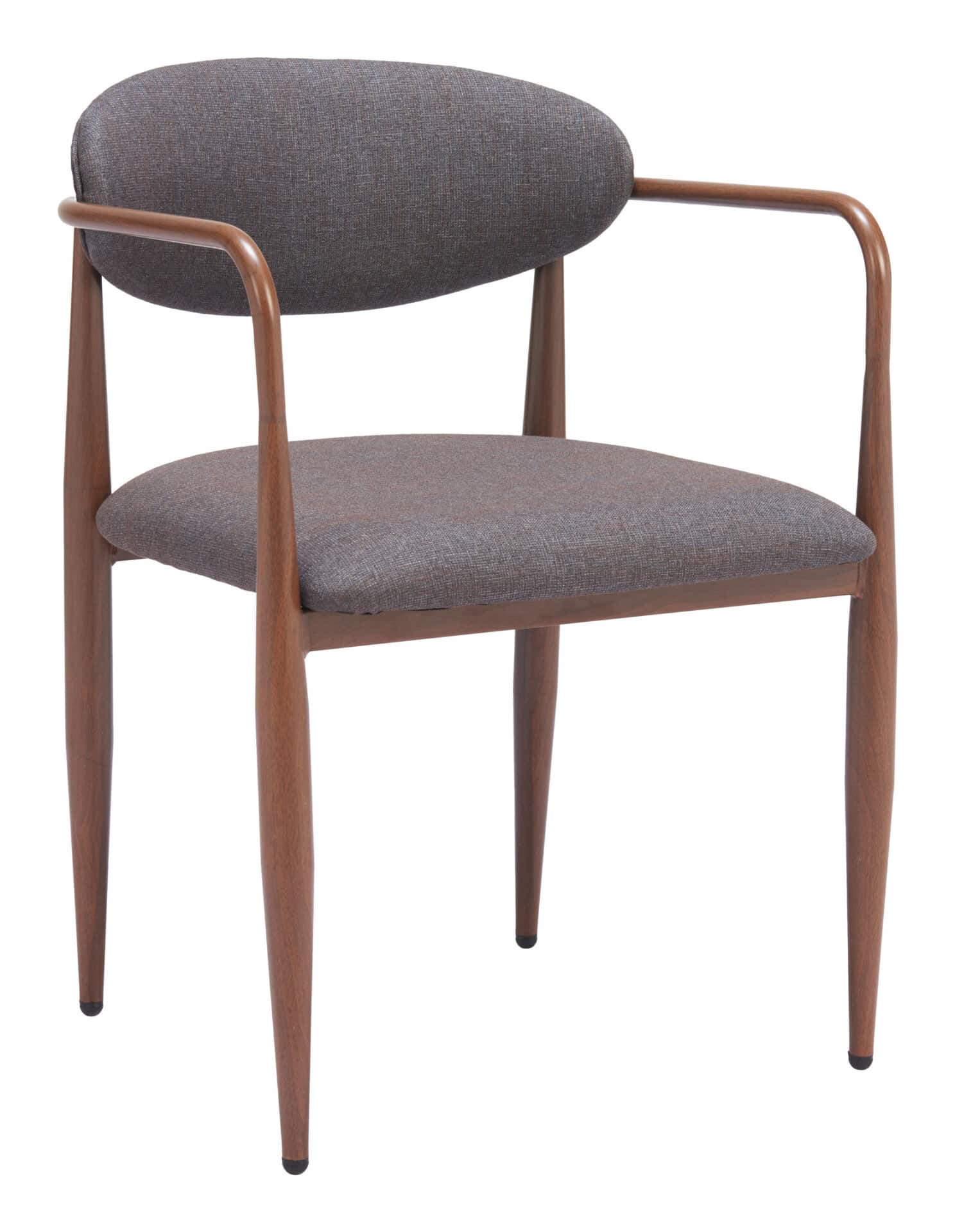 Industrial Steel Dining Chair with Performance Fabric Upholstery Truffle Gray (Set of 2) 3 Industrial Steel Dining Chair with Performance Fabric Upholstery Truffle Gray (Set of 2) - Image 3