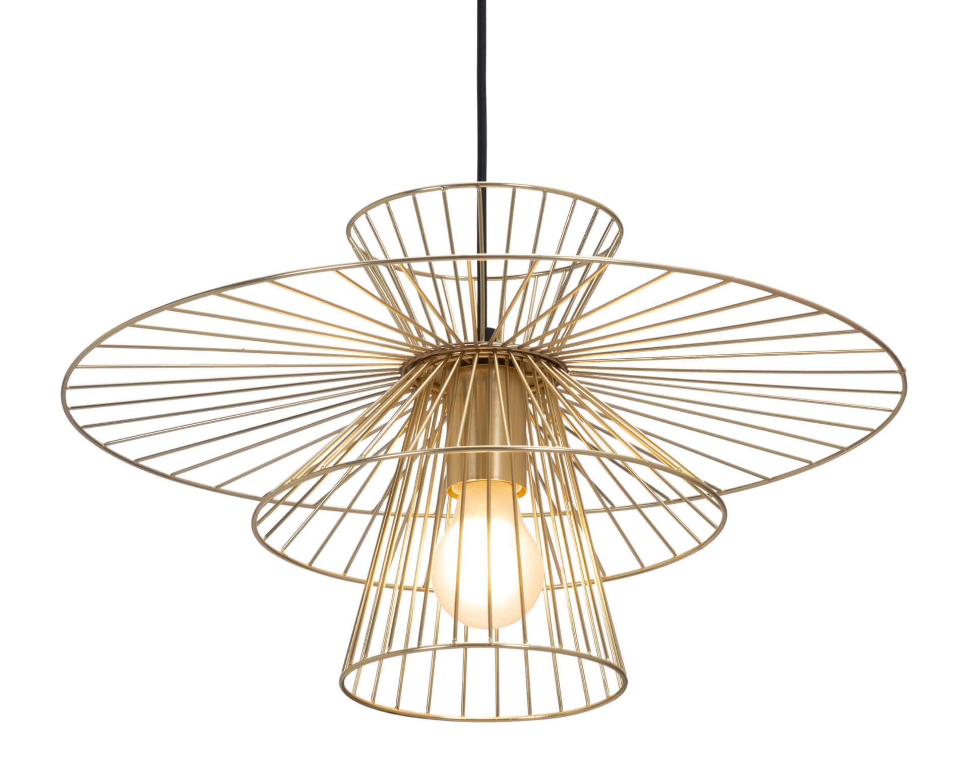 Gold Steel Frame Ceiling Lamp with Adjustable Cord Length 5 Gold Steel Frame Ceiling Lamp with Adjustable Cord Length - Image 5