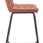 Brown Vinyl Tufted Counter Stool with Steel Frame (Set of 2)