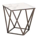 Modern Square End Table with Marble-Like Top and Bronze Base 14 Modern Square End Table with Marble-Like Top and Bronze Base