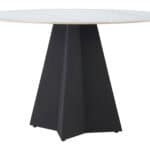 White Sintered Stone Round Dining Table with Steel Base 12 White Sintered Stone Round Dining Table with Steel Base