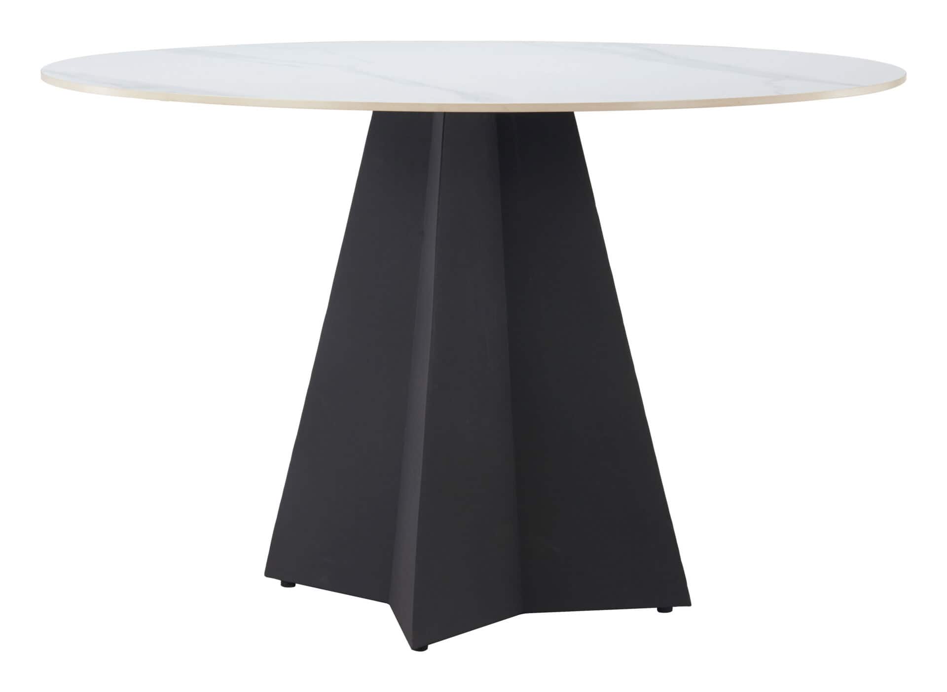White Sintered Stone Round Dining Table with Steel Base 3 White Sintered Stone Round Dining Table with Steel Base - Image 3
