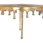 Antique Brass Round Coffee Table with Powder-Coated Steel Frame