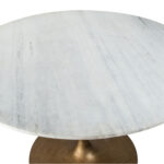 Round White & Gold Marble Pedestal Dining Table for 4