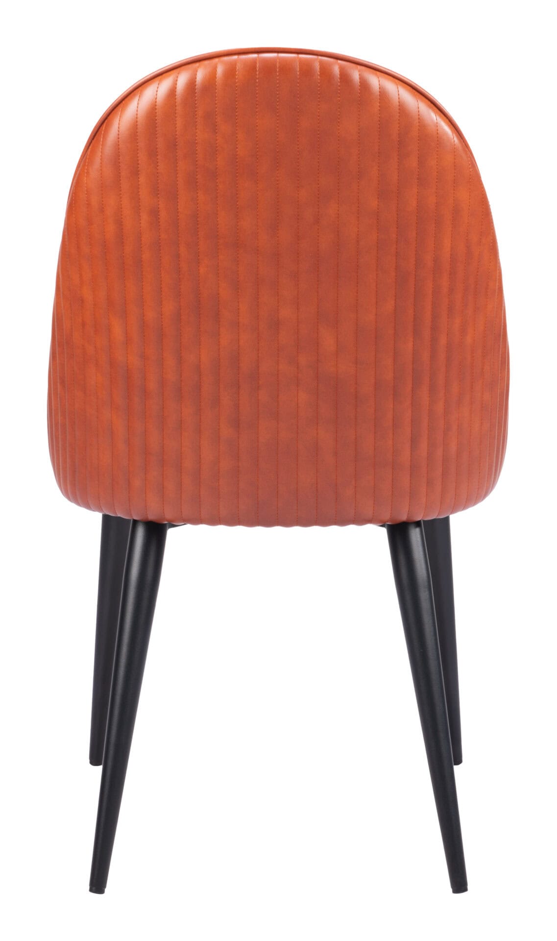 Brown Faux Leather Armless Dining Chairs with Steel Frame (Set of 2) 4 Brown Faux Leather Armless Dining Chairs with Steel Frame (Set of 2) - Image 4