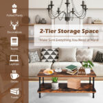 Industrial Coffee Table with Rustic Wood Top and Storage Shelf