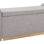 Gray Upholstered Storage Bench with Steel Legs and Hidden Compartment 8 Gray Upholstered Storage Bench with Steel Legs and Hidden Compartment