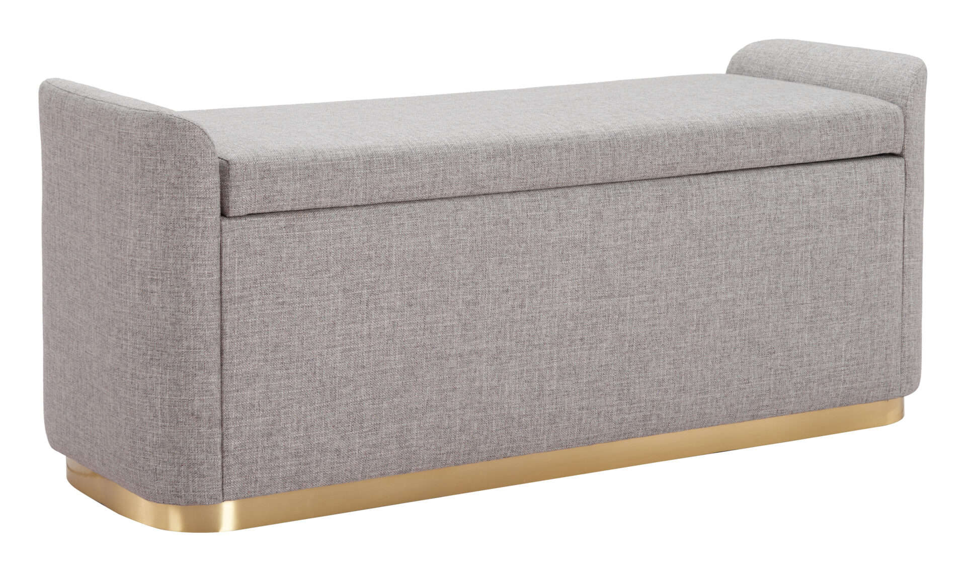 Gray Upholstered Storage Bench with Steel Legs and Hidden Compartment 1 Gray Upholstered Storage Bench with Steel Legs and Hidden Compartment