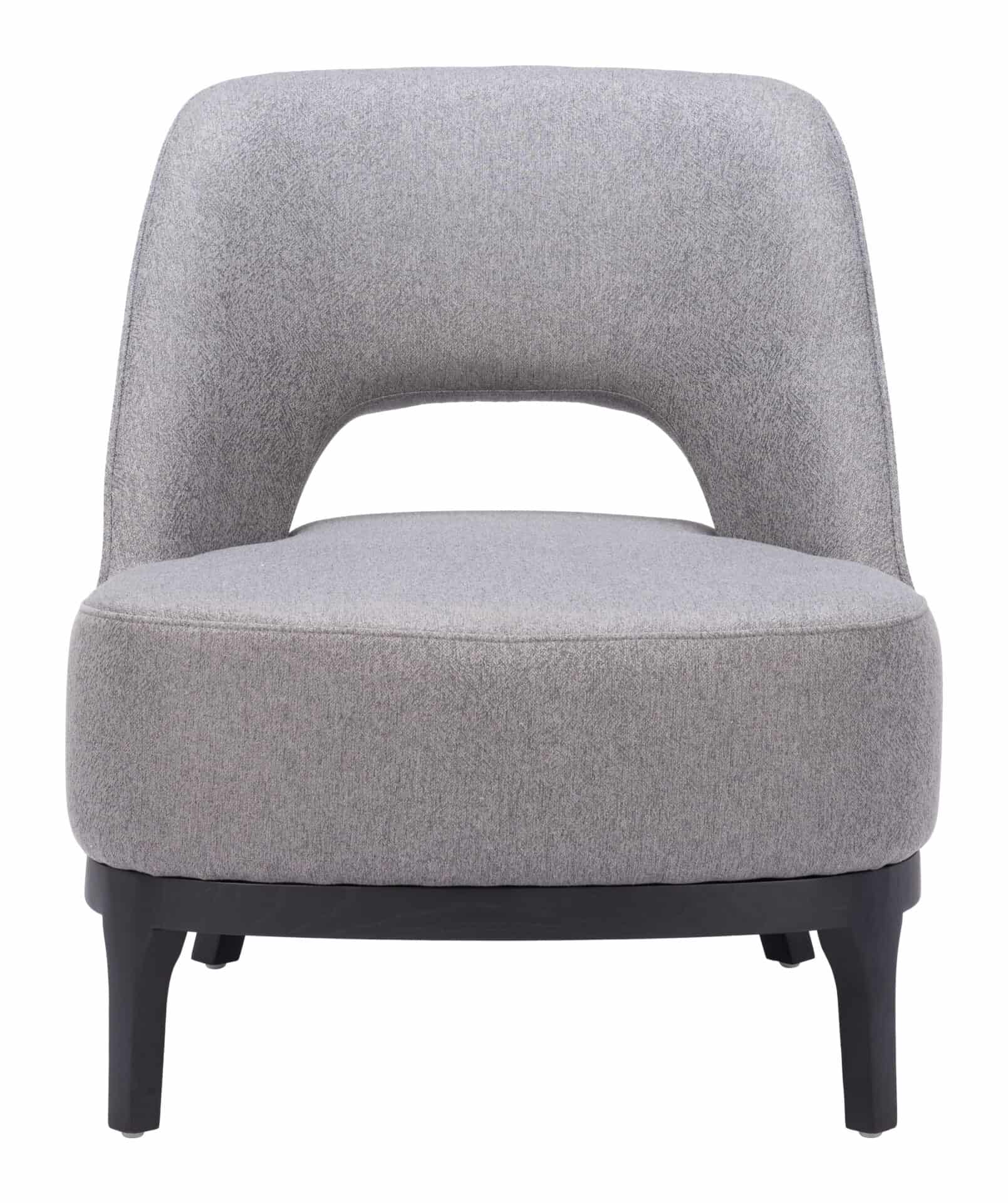 Gray Vinyl Accent Chair with Wood Base and Rubber Feet Protection 4 Gray Vinyl Accent Chair with Wood Base and Rubber Feet Protection - Image 4