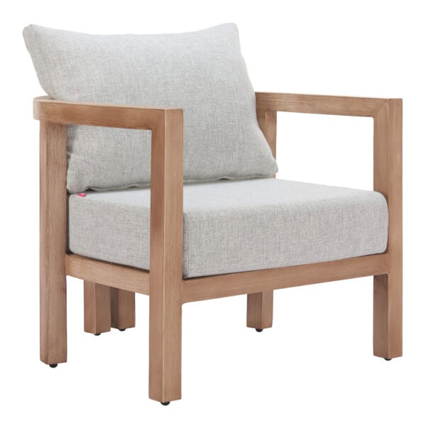 Gray Modern Outdoor Armchair with Weather-Resistant Aluminum Frame