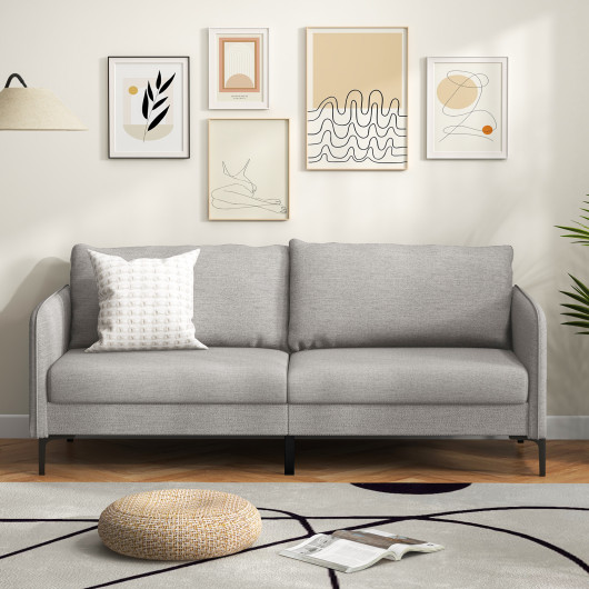 Modern Gray 76 Inch Loveseat Sofa with Metal Legs