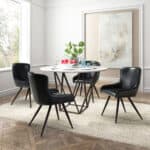 Round Marble-Look Dining Table with Antique Bronze Steel Base 9 Round Marble-Look Dining Table with Antique Bronze Steel Base