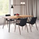 Black Walnut Mid-Century Faux Leather Dining Chairs with Armrests (Set of 2)