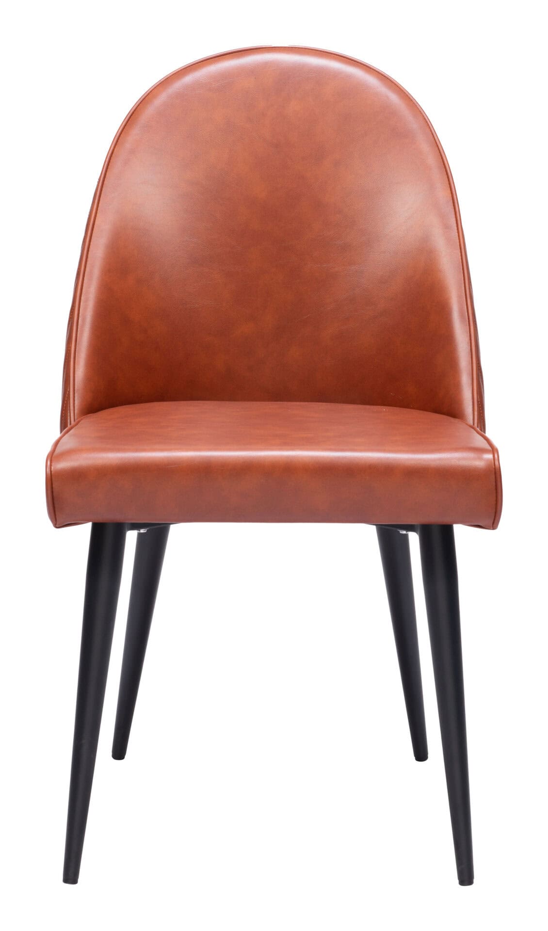 Brown Faux Leather Armless Dining Chairs with Steel Frame (Set of 2) 3 Brown Faux Leather Armless Dining Chairs with Steel Frame (Set of 2) - Image 3