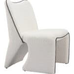 Ivory Accent Chair with Steel Frame and Boucle-Like Fabric 8 Ivory Accent Chair with Steel Frame and Boucle-Like Fabric