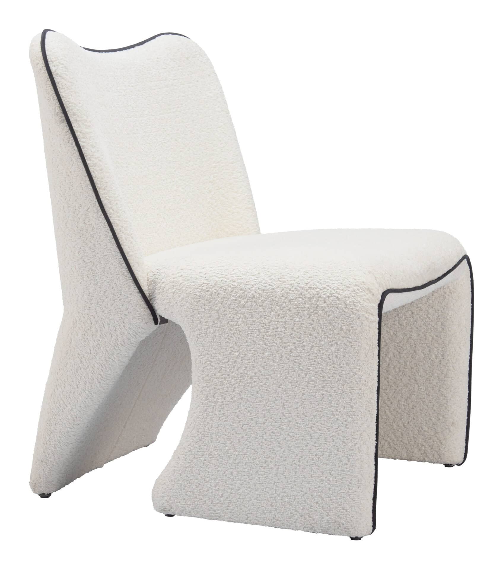 Ivory Accent Chair with Steel Frame and Boucle-Like Fabric 1 Ivory Accent Chair with Steel Frame and Boucle-Like Fabric