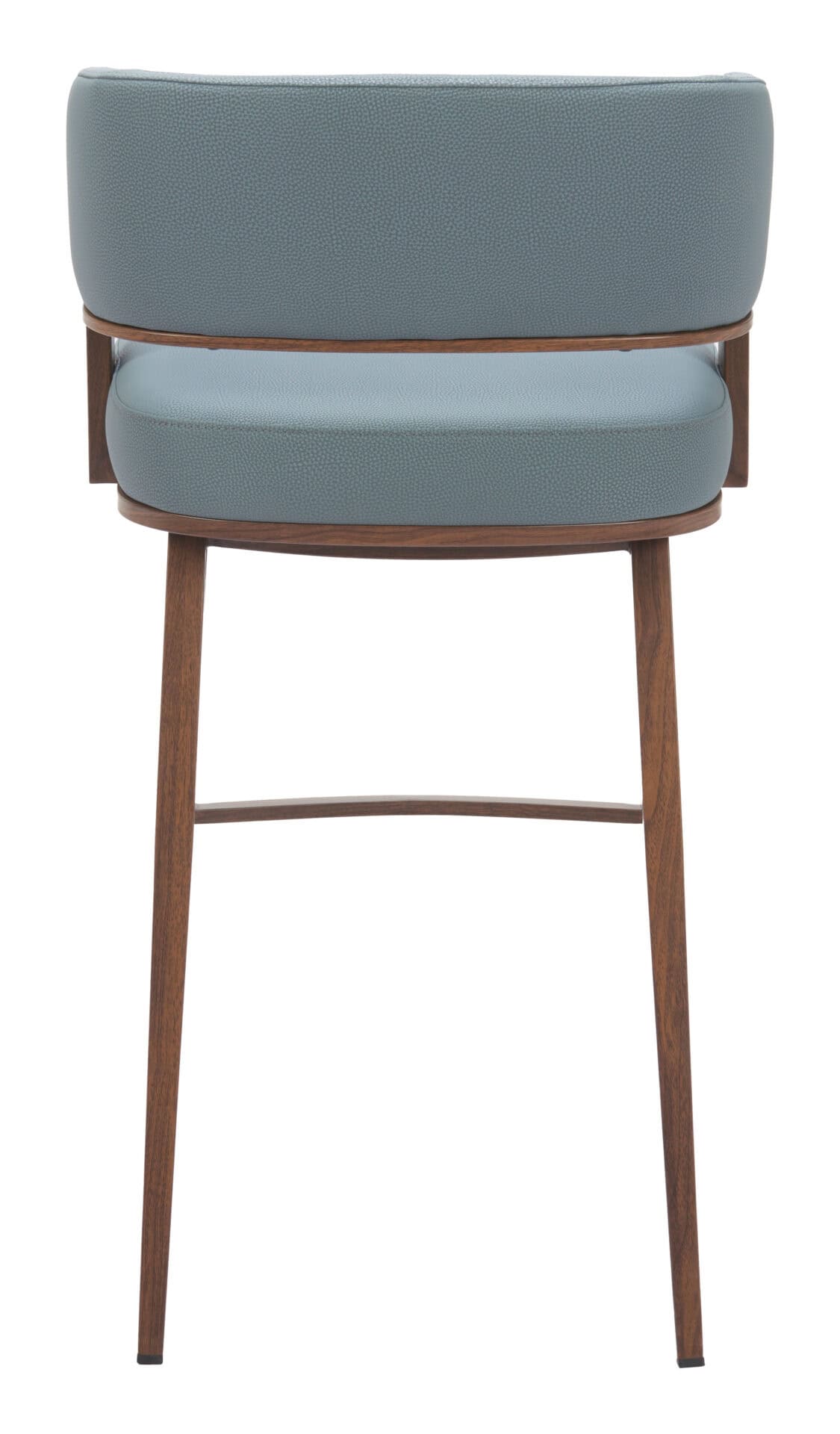Plush Gray Barstool with Walnut Faux Wood and Armrests 4 Plush Gray Barstool with Walnut Faux Wood and Armrests - Image 4